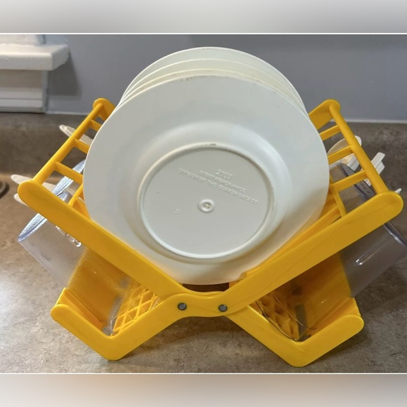 Vintage Fisher Price Fun with Food Family Dinnerware Dish Rack Set - Picture 3 of 5